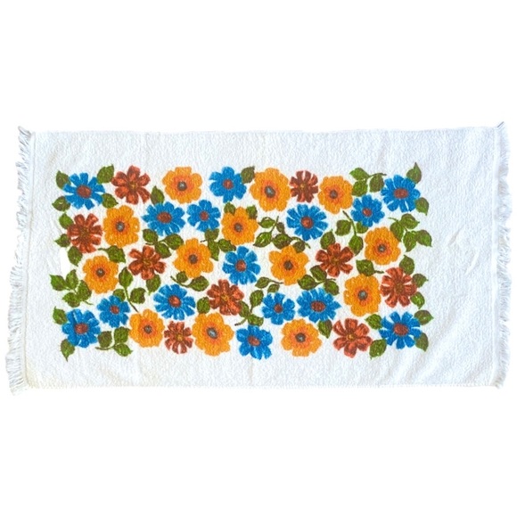 True Vintage Towel Bath Flower Power 60s 70s Retro Floral Beach Towel - Picture 2 of 5